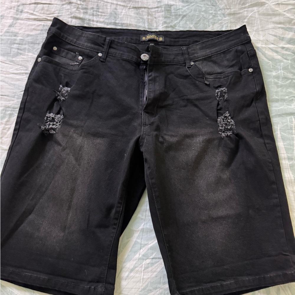Diverso Black Denim Shorts